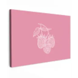 Frambozen - Steel - Getekend - Roze Tuinposter op houten frame 2 cm dik klein -3d