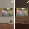 Tuinhuisje - Blauw - Bloemen Light Box met batterij (Wandlamp) middel -sfeer3