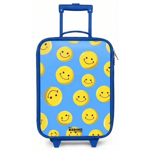 Vrolijke smileyregen Kinderkoffer - Blauw klein -zz3dotto
