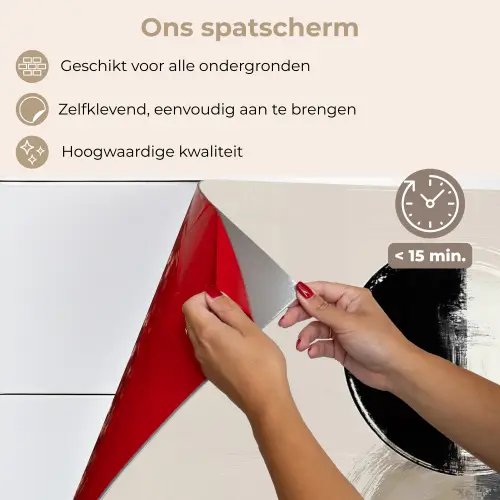 Cirkels - Strepen - Minimalistisch - Zwart keuken achterwand spatscherm klein -spatscherm_NL
