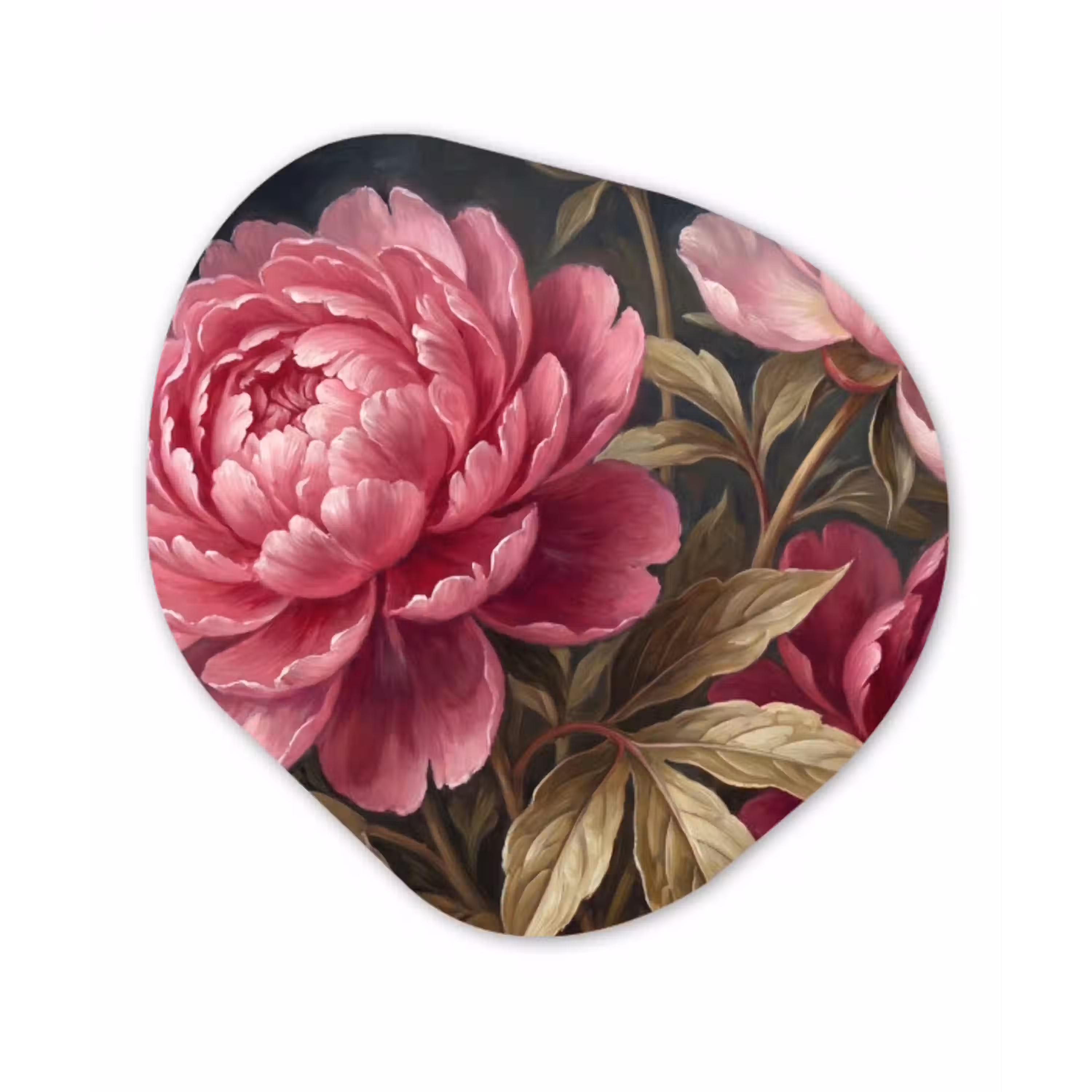 Bloemen - Roze - Klassiek - Natuur Wandcirkel Organisch Aluminium middel -3d