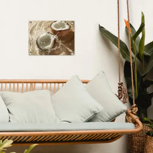 Kokosnoot - Water - Beige - Spetters tuinposter los doek klein -sfeer7