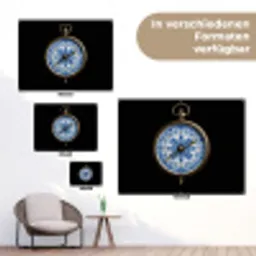 Kompas - Delfts blauw - Zwart tuinposter los doek klein -Xsfeer9_DE