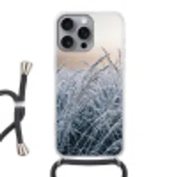 Rijp - Gras - Kristallen - Winter - Minimalistisch Hoesje iPhone 16 Pro Max met koord klein -3d