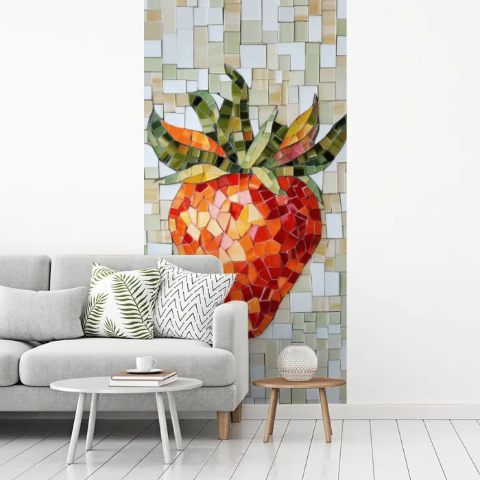 Aardbei - Rood - Mozaïek - Fruit fotobehang vinyl groot -woonkamer