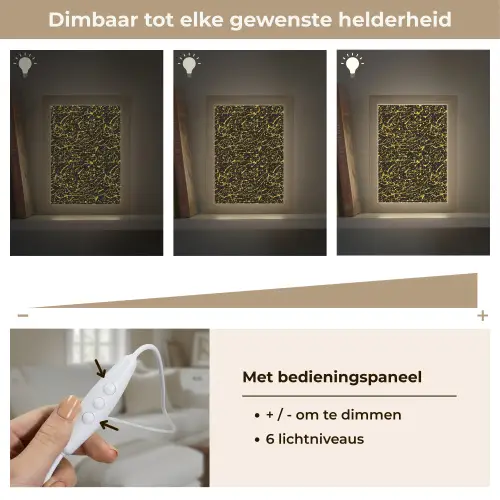 Spat - Waterverf - Geel - Zwart Light Box met kabel (Tafellamp) klein 925 -USP_dimbaarNL