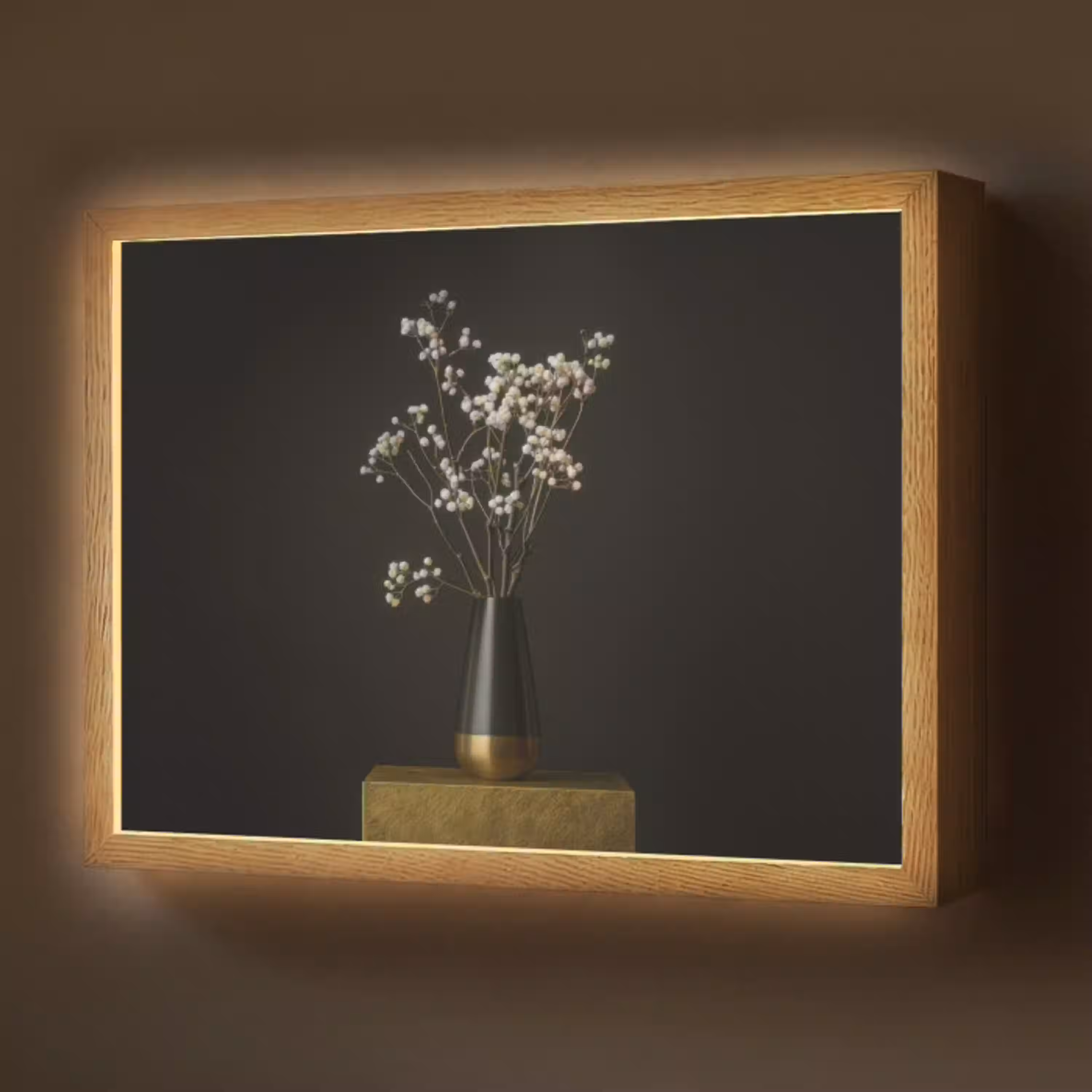 Bloembollen - Wit - Vaas - Minimalistisch Light Box met batterij (Wandlamp) middel -z3d_website