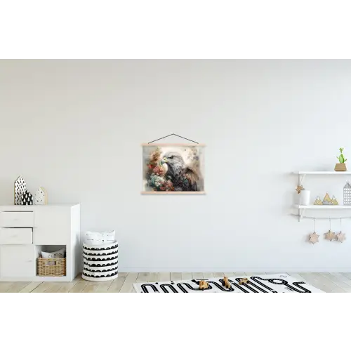 Arend - Adelaar - Vogel - Bloemen - Natuur textielposter latten blank klein -kinderkamer
