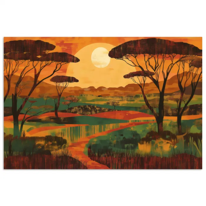 Landschap - Afrikaans - Zon poster papier klein -3d