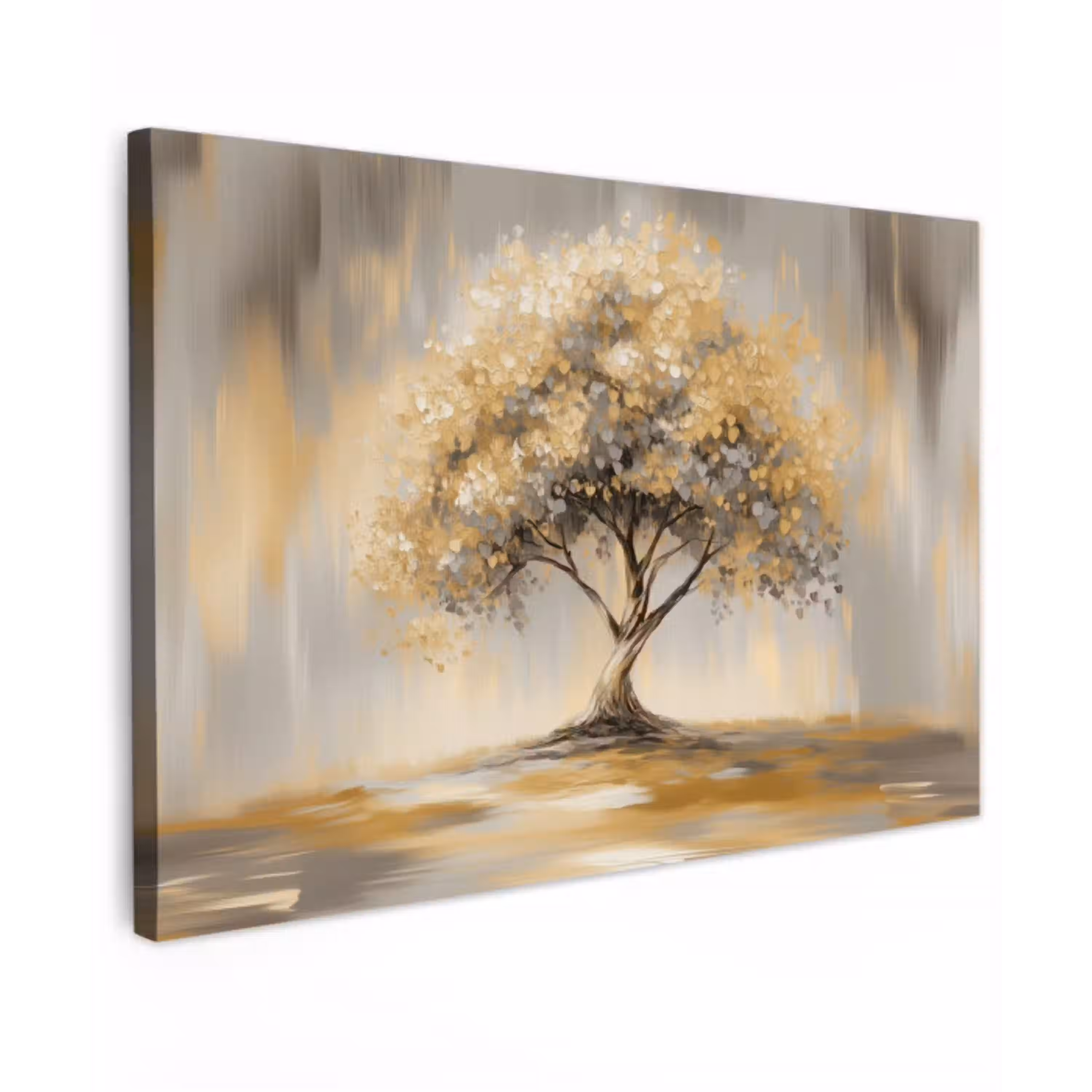 Schilderij - Boom - Abstract - Bladeren canvas 2cm klein -z3d