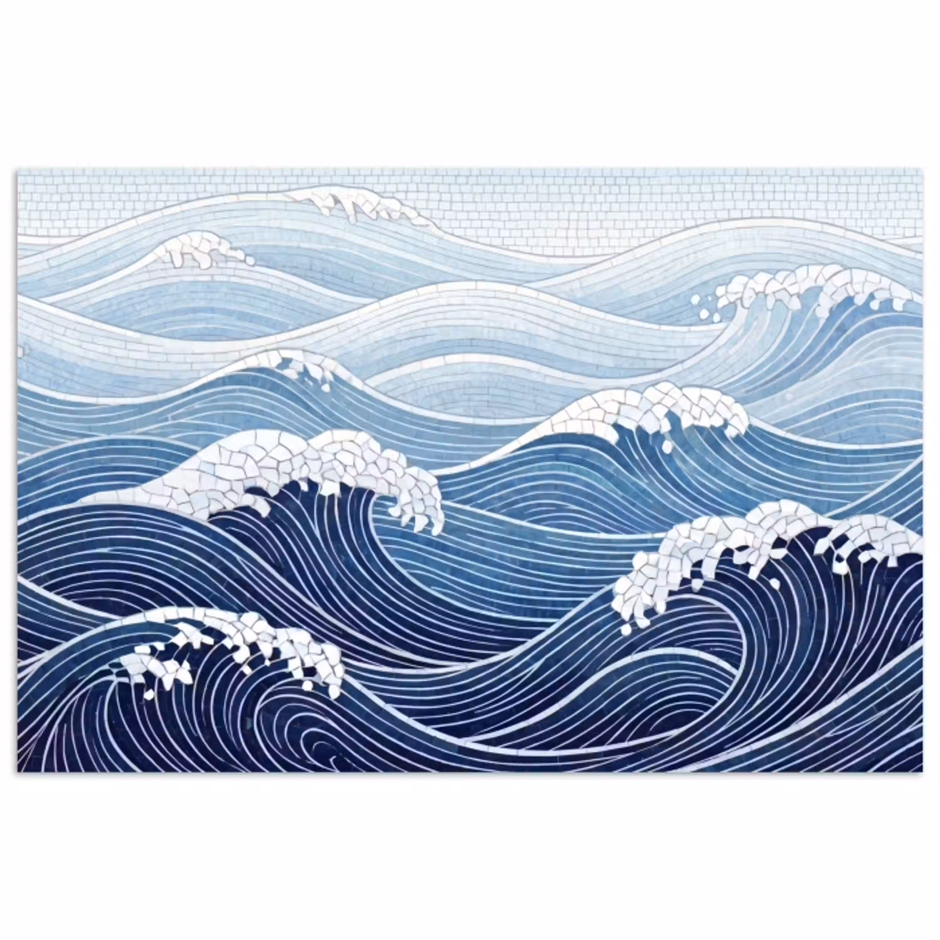 Water - Mozaïek - Landschap - Modern - Blauw poster papier klein -3d