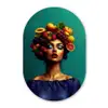 Vrouw - Hoodtooi - Tropisch - Fruit - Druiven Wandcirkel Ovaal Glas middel -3d