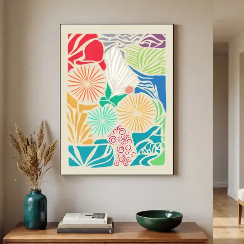 Kleurrijk - Abstract - Bloemen - Patronen Textielframe zwart klein -sfeer1