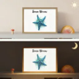Zeester - Blauw - Spetters Light Box met batterij (Wandlamp kind) middel -sfeer3_kind