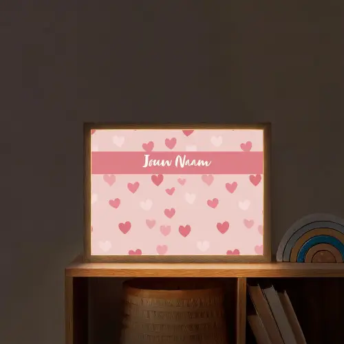 Hartjes - Patroon - Roze Light Box met batterij (Wandlamp kind) middel -sfeer1_kind