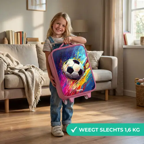 Neon - Voetbal - Kleurrijk Kinderkoffer - Roze klein -sfeer2_NL