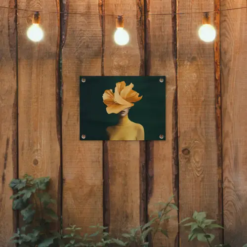 Vrouw - Hoed - Geel tuinposter los doek klein -sfeer1
