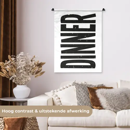 Zwart - Decoratie - Vintage - Eten Wandkleed katoen klein -sfeer1
