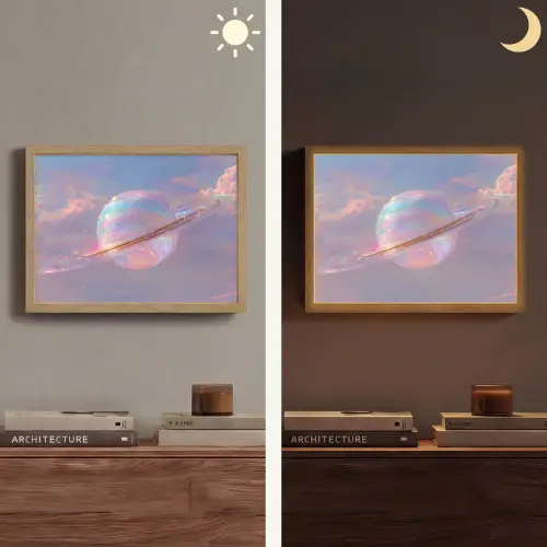 Planeet - Lucht - Wolken - Pasteltinten Light Box met batterij (Wandlamp) middel -sfeer3