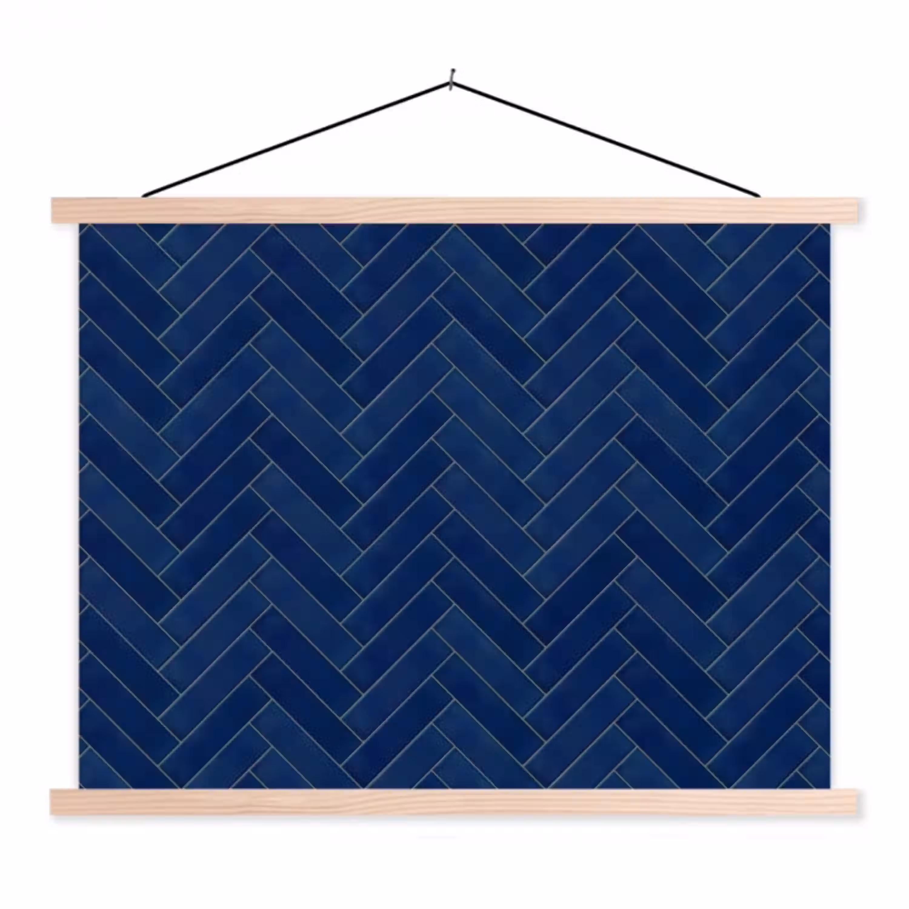Visgraat - Wandtegel - Donkerblauw - Navy Blue textielposter latten blank klein 122 -3d