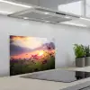 Bloemen - Roze - Zonsondergang - Natuur - Weide - Horizon keuken achterwand spatscherm klein -3d_schuin