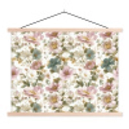 Bloemen - Patroon - Pastel textielposter latten blank klein 122 -3d