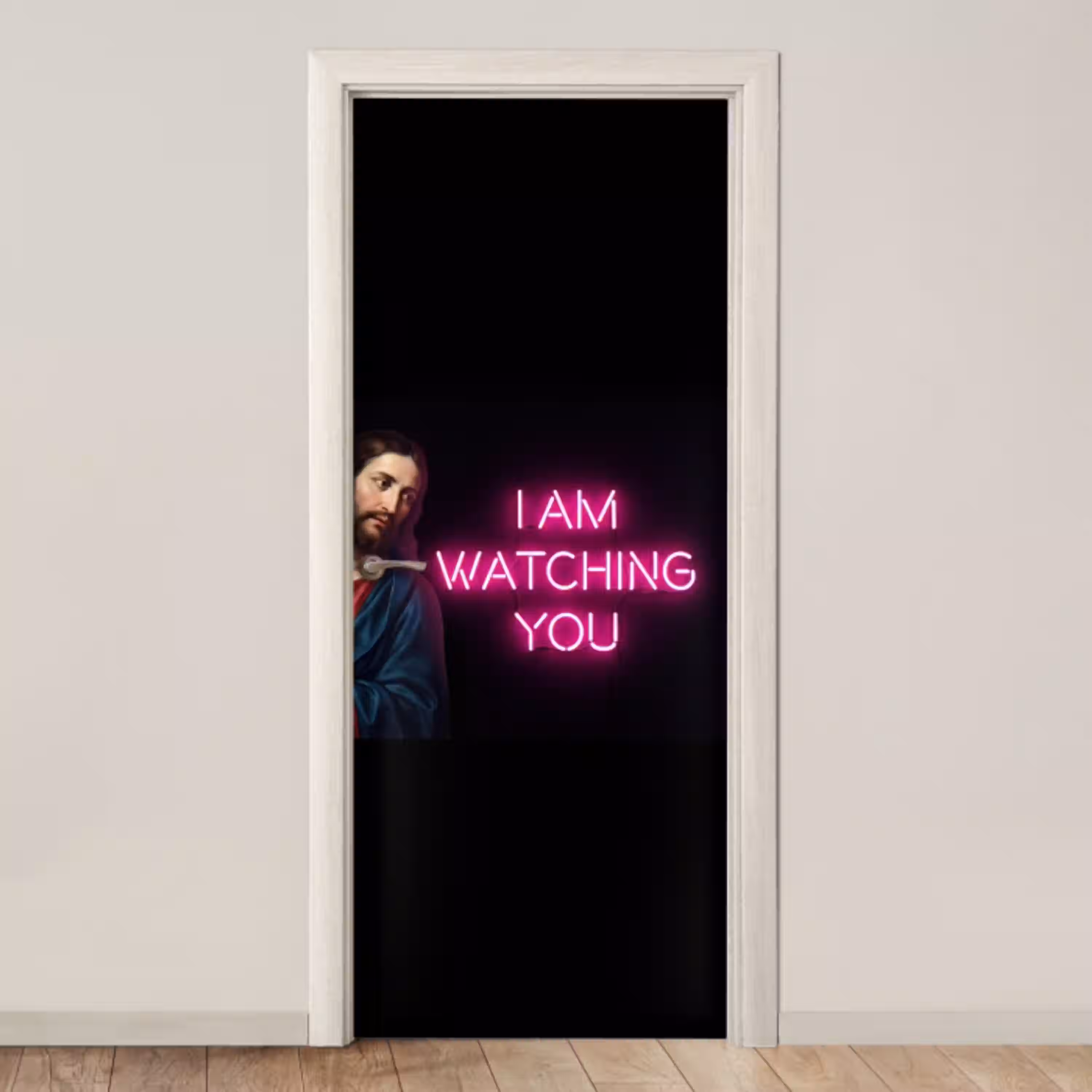 Man - Tekst - Neon deurposter klein -3d_beige