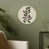 Minimalistisch - Tak - Bladeren - Zwart Akoestische PET Vilt - Rond klein -sfeer2