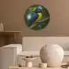 Vogel - Tak - Geel - Bladeren Akoestische PET Vilt - Rond klein -sfeer1