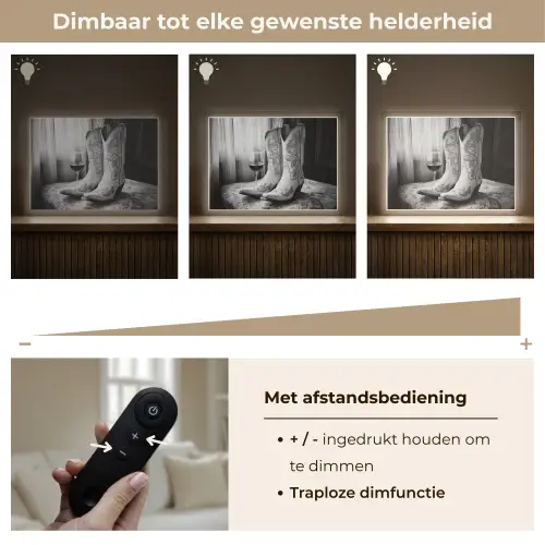 Wijn - Cowboylaarzen - Raamlicht - Wit Light Box met batterij (Wandlamp) middel -USP_dimbaarNL