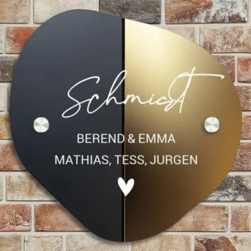 Half goud zwart - Sierlijk Naambord Organisch middel -sfeer10