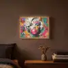 Vrouw - Kauwgom - Graffiti - Neonkleuren Light Box met batterij (Wandlamp) middel -sfeer4