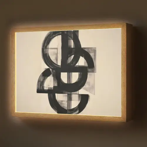 Cirkels - Lijnen - Vormen - Zwart Light Box met batterij (Wandlamp) middel -z3d_website