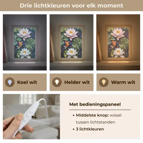 Glasstukjes - Leliebladeren - Vis - Oranje Light Box met kabel (Tafellamp) klein -USP_lichtkleurNL