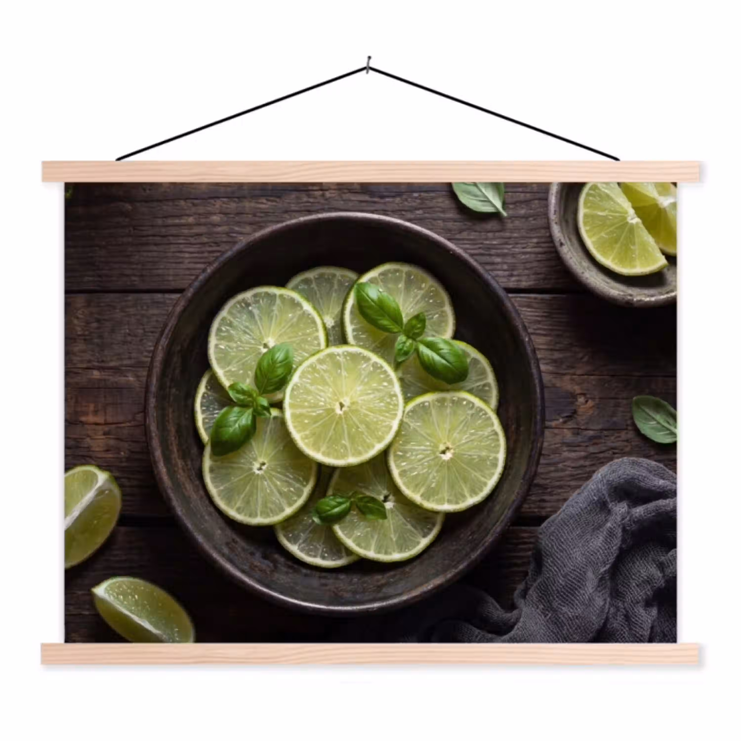 Fruit - Groen - Eten textielposter latten blank klein -3d