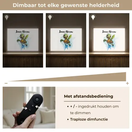 Schildpad - Water - Groen Light Box met batterij (Wandlamp kind) middel -USP_dimbaarNL