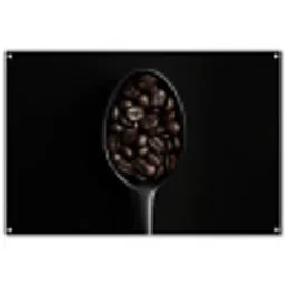 Koffiebonen - Lepel - Zwart tuinposter los doek groot -3d