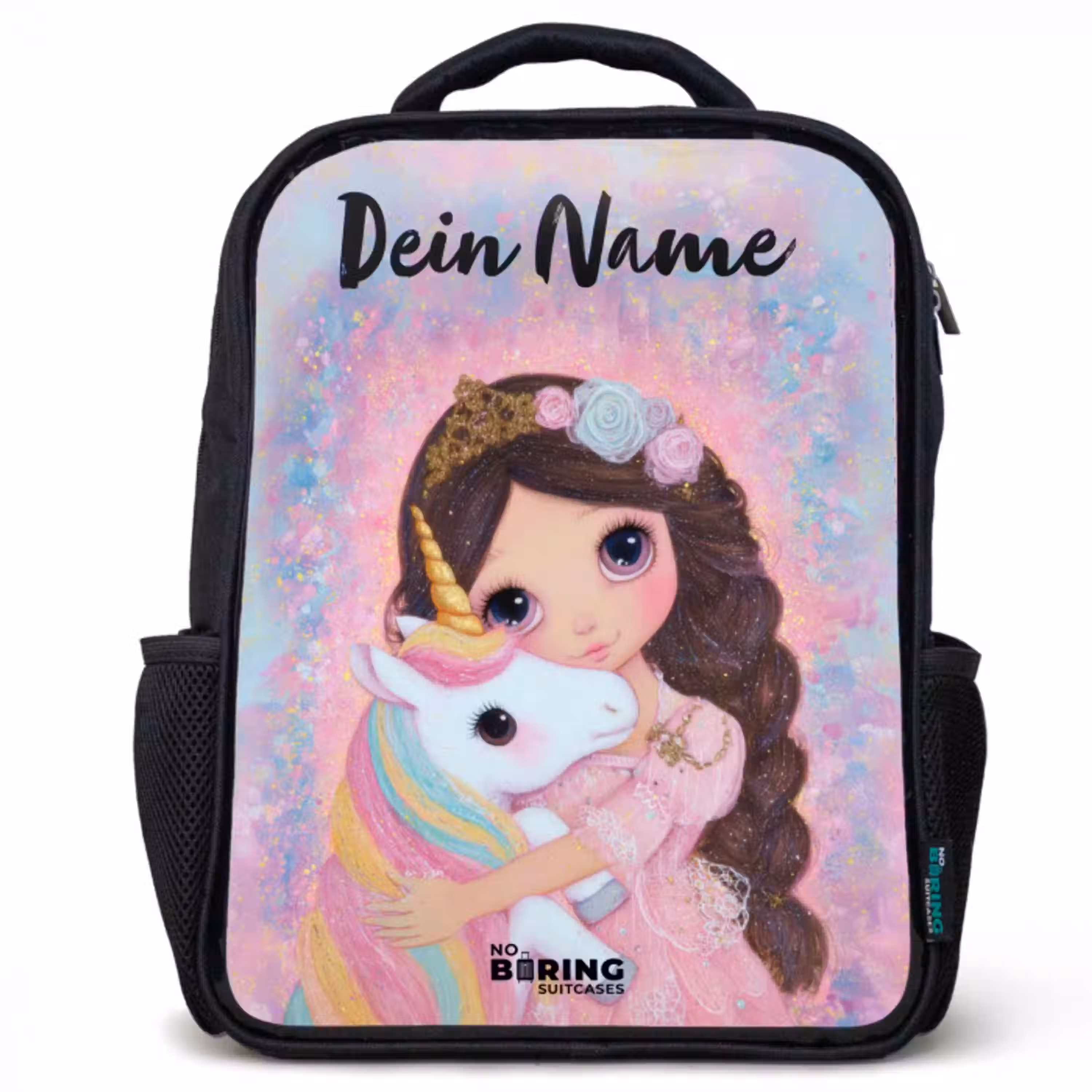Meisje - Eenhoorn - Glitter Rugzak - Zwart middel -3d