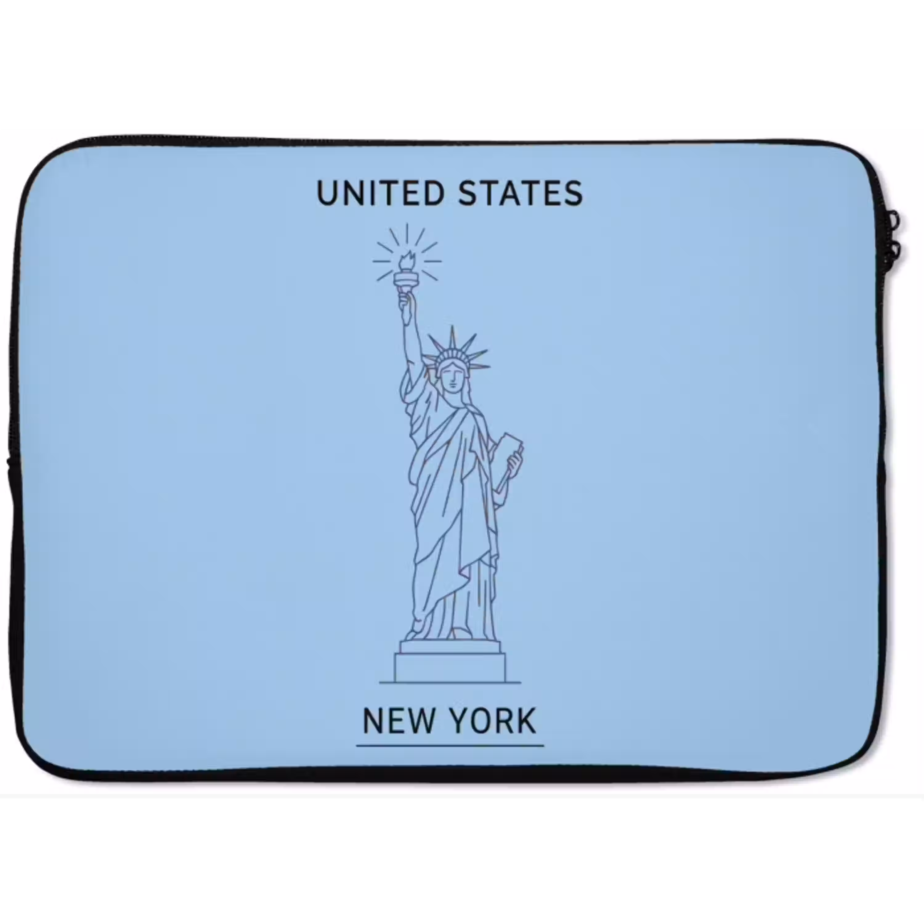 Monument - Vrijheidsbeeld - New York - Minimalistisch - Blauw laptophoes neopreen klein -zkaufland3dotto