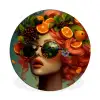 Vrouw - Sinaasappel - Bessen - Oranje Wandcirkel aluminium klein -3d
