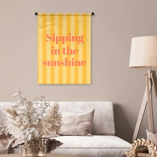 Gestreept - Geel - Sunshine - Letters Wandkleed katoen klein -sfeer4