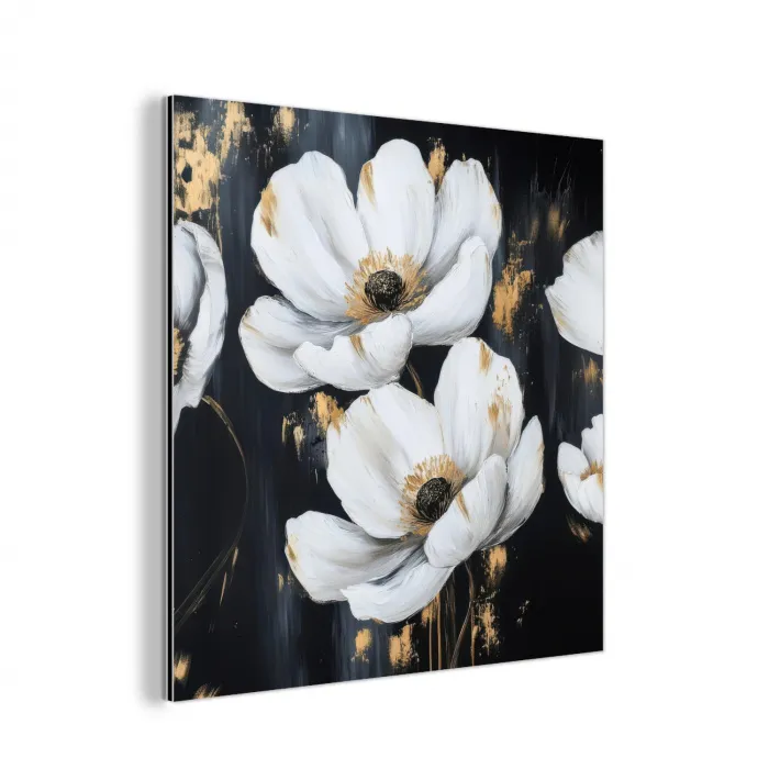 Bloemen - Wit - Abstract aluminium wit klein -3d