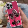 Bladeren - Rond - Roze Hoesje iPhone 16 Pro Max met koord klein -sfeer3