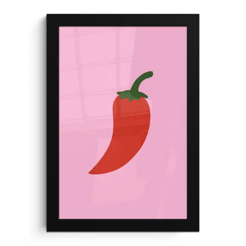 Peper - Rood - Illustratie fotolijst zwart zonder passe partout klein -3d