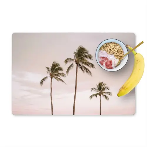 Palmbomen - Zonsondergang - Roze Placemat vinyl groot -zzzproduct_Kitchenyeah-website
