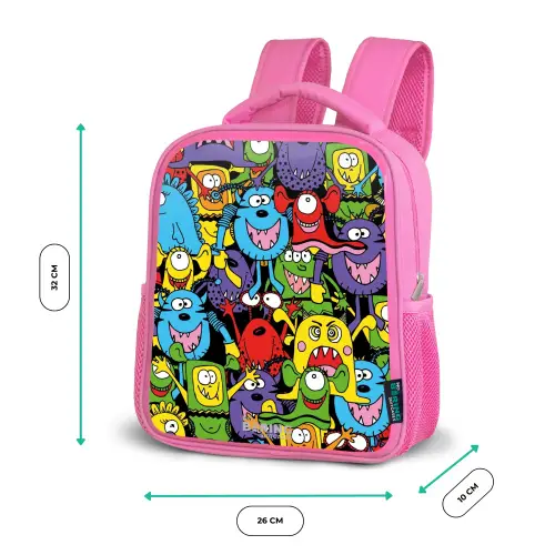 Monsters met Felle Kleuren Kinderrugzak - Roze middel -productfoto_formaten