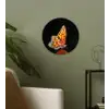 Vlinder - Bloemen - Insect - Portret - Zwart - Oranje Wandcirkel kunststof plaat 5mm dik klein -sfeer3