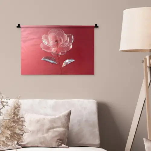 Sierlijk - Bloem - Roze - Glazen Wandkleed katoen klein -sfeer4