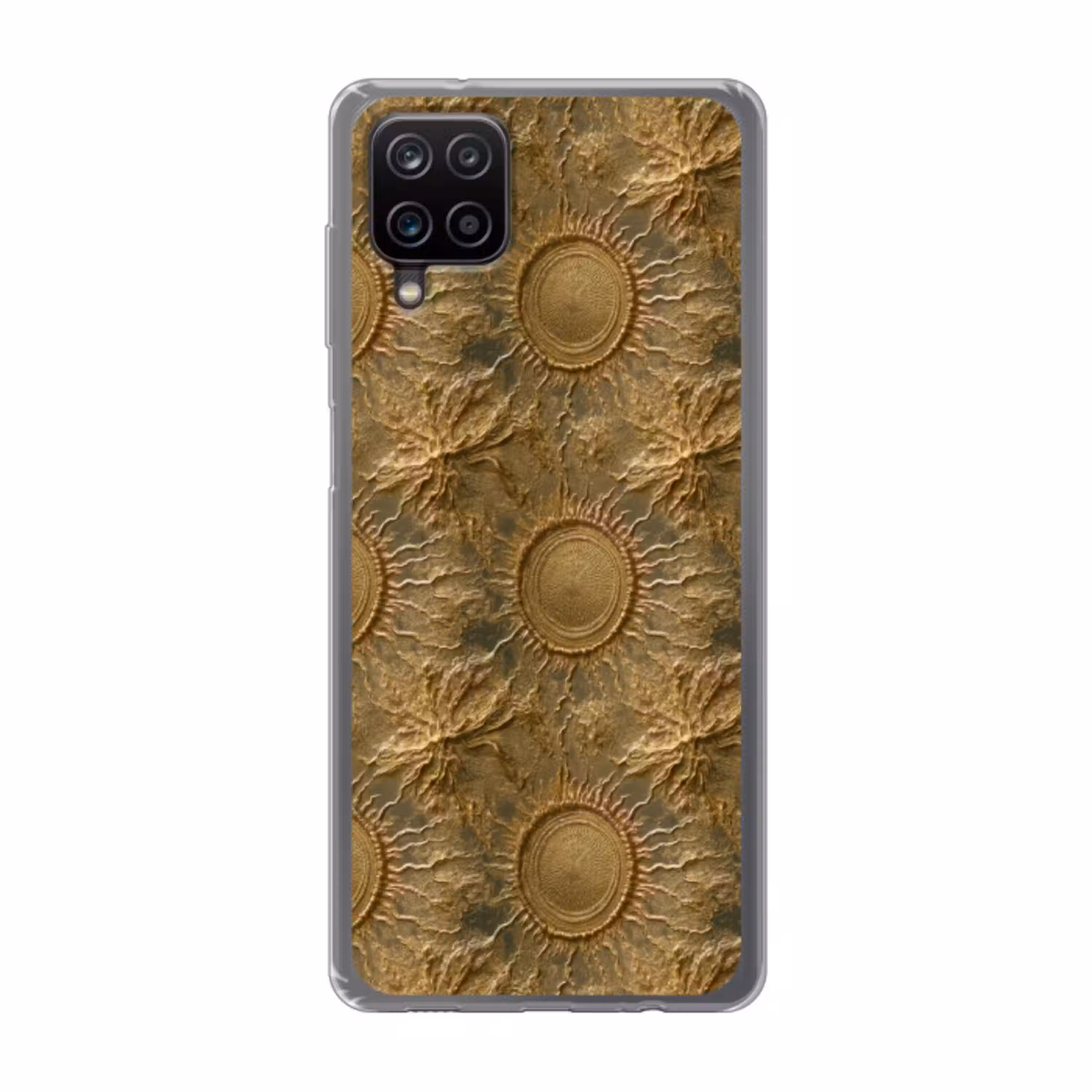 Zon - Reliëf - Antiek - Goud Telefoonhoesje Samsung Galaxy A12 klein 372 -3d