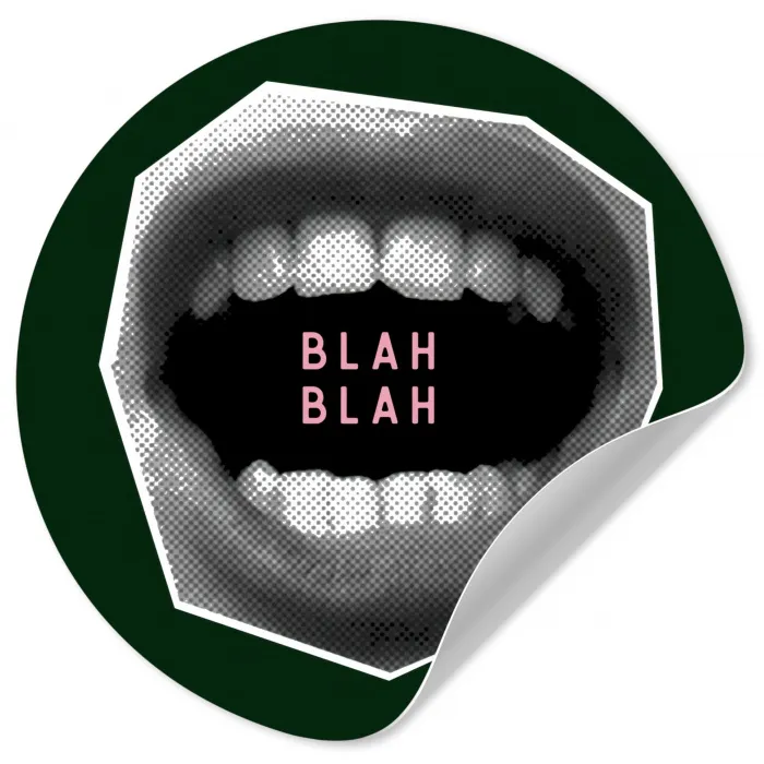 Mond - Groen - Illustratie - BLAH BLAH Wandcirkel behangsticker klein -3d